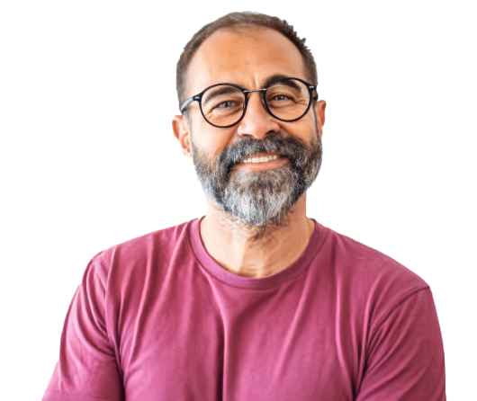 guyshirt-remini-enhanced 1 Man smiling in red shirt