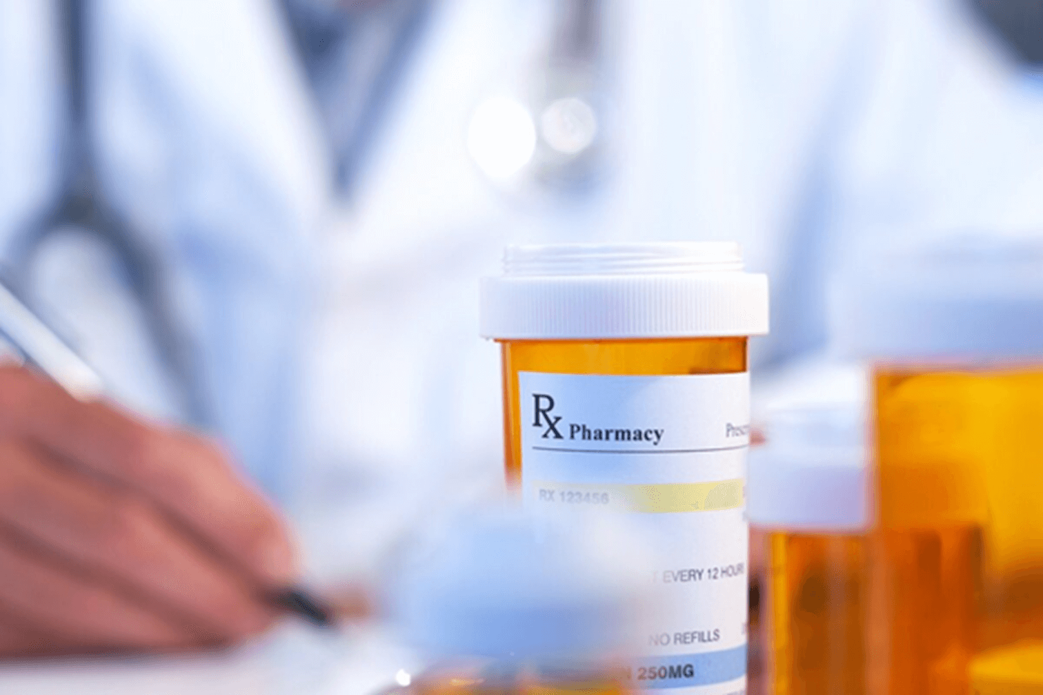 rx bottle in focus